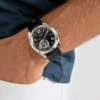 Silver-Tone Analog Leather Watch