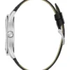 Silver-Tone Analog Leather Watch