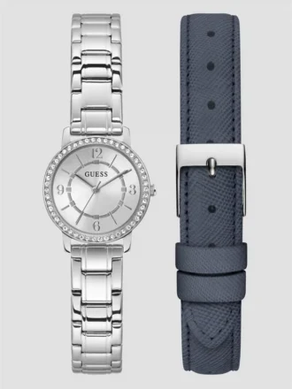 Silver-Tone Analog Watch Box Set