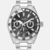 Silver-Tone and Black Multifunction Watch