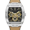 Silver-Tone and Black Multifunction Watch