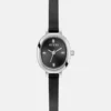 Silver-Tone and Black Oval Analog Watch