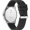Silver-Tone and Black Silicone Analog Watch