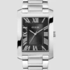 Silver-Tone and Black Square Analog Watch