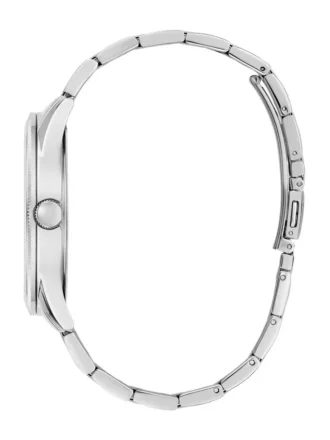 Silver-Tone and Blue Analog Watch