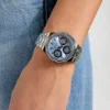 Silver-Tone and Blue Multifunction Watch
