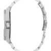 Silver-Tone and Blue Octagonal Analog Watch