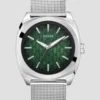 Silver-Tone and Green Analog Watch