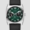 Silver-Tone and Green Multifunction Watch