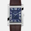 Silver-Tone and Navy Analog Watch