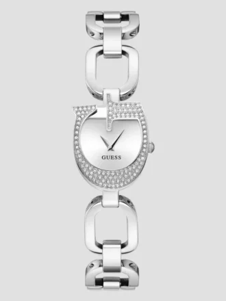 Silver-Tone Crystal Analog Watch