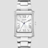Silver-Tone Crystal Square Analog Watch