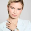 Silver-Tone Crystal Square Analog Watch
