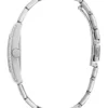 Silver-Tone Crystal Square Analog Watch