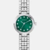 Silver-Tone Green Analog Watch