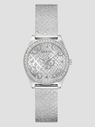 Silver-Tone Mesh Analog Watch