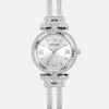 Silver-Tone Rhinestone Analog Watch
