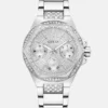 Silver-Tone Rhinestone Multifunction Watch