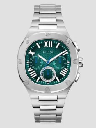 Silver-Tone Square Multifunction Watch