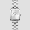 Silver-Tone Textured Square Analog Watch