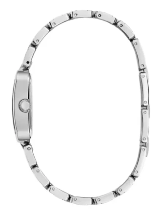 Silver-Tone Textured Square Analog Watch