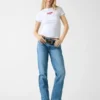 Slim Rib-Knit Embroidered Tee