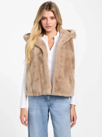 Sophy Hooded Faux-Fur Vest