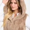 Sophy Hooded Faux-Fur Vest