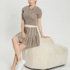 Striped Pleated Sweater Skirt