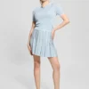 Striped Pleated Sweater Skirt