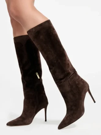 Suede Knee-High Stiletto Boot