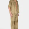 Suede Snap-Button Relaxed Pant