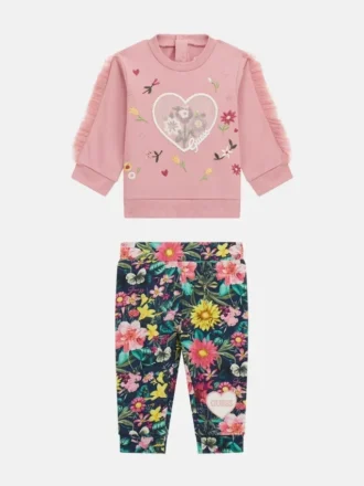 Sweatshirt and Floral Pants Set (0-24M)