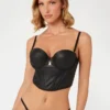 Tania Faux-Leather Padded Bustier