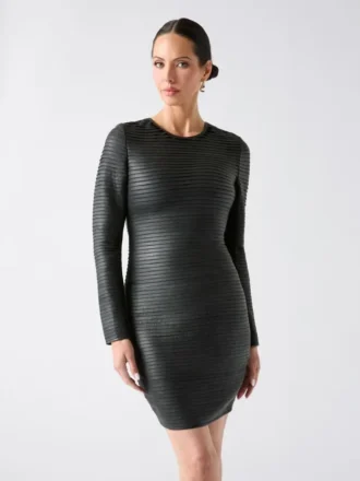 Tribute Pleated Leather Dress