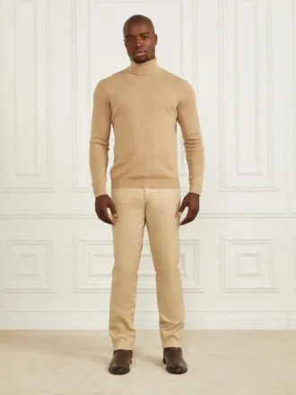 Turtleneck Wool-Blend Ribbed Sweater