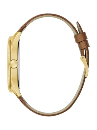 Two-Tone and Brown Leather Analog Watch
