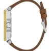 Two-Tone and Brown Leather Multifunction Watch