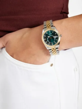 Two-Tone and Green Multifunction Watch