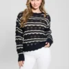 Valerie Striped Open-Knit Sweater