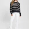 Valerie Striped Open-Knit Sweater