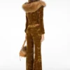 Velour Flared Cargo Pants