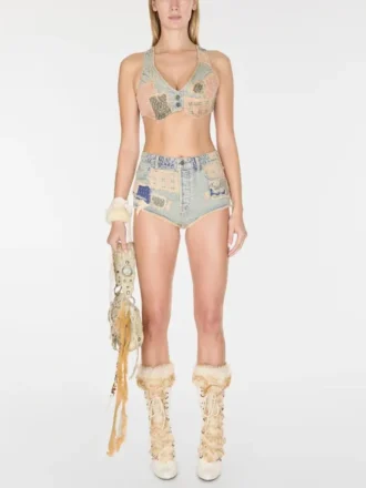 Vintage Denim Patchwork Top