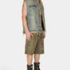 Washed Denim Trucker Vest