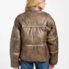 Washed Faux-Leather Puffer Jacket