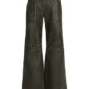 Wide-Leg Crackled Leather Pants